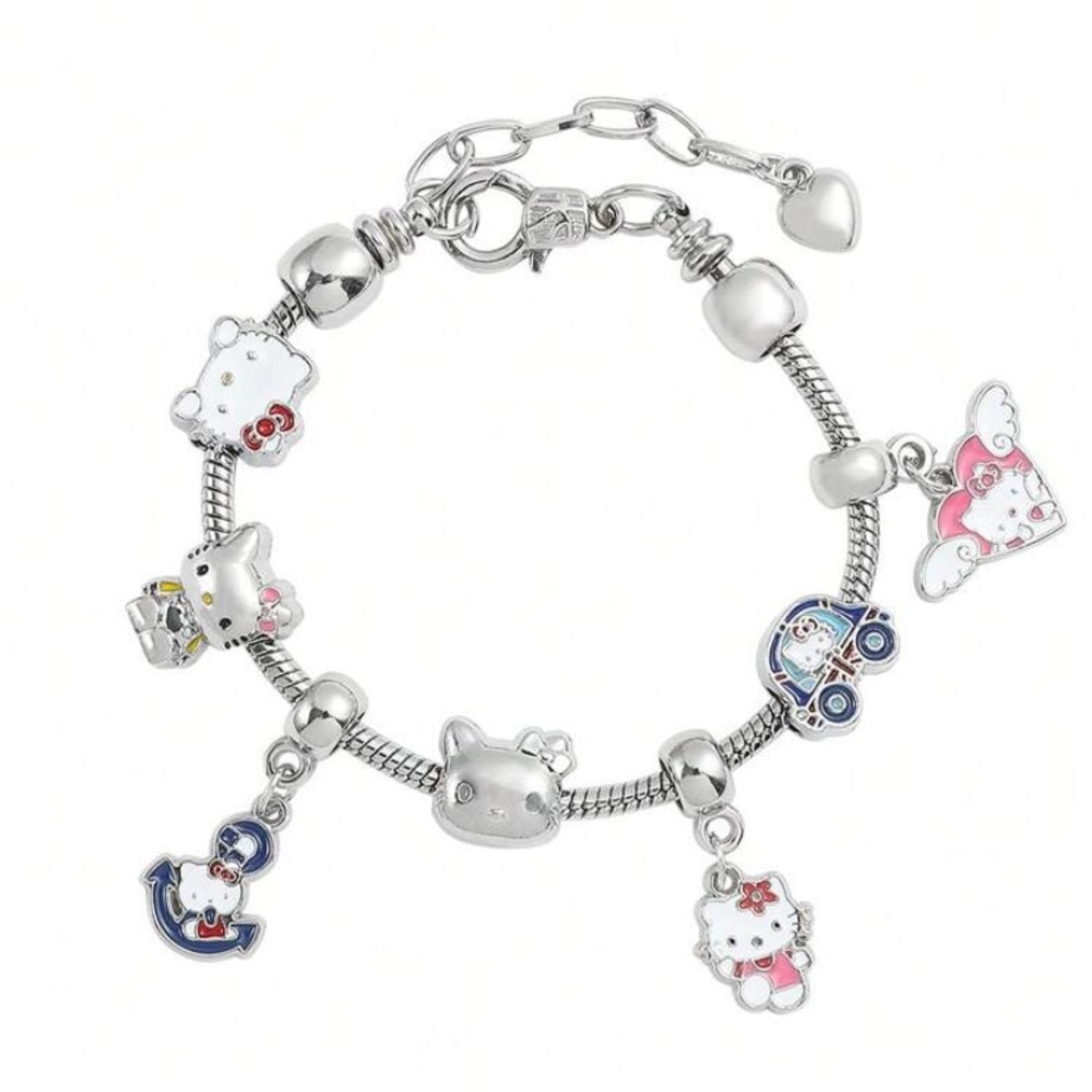 Handmade DIY Black And White Hello Kitty Bracelet,